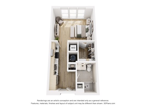 Floor plan for studio, 1 bath, 531 sqft